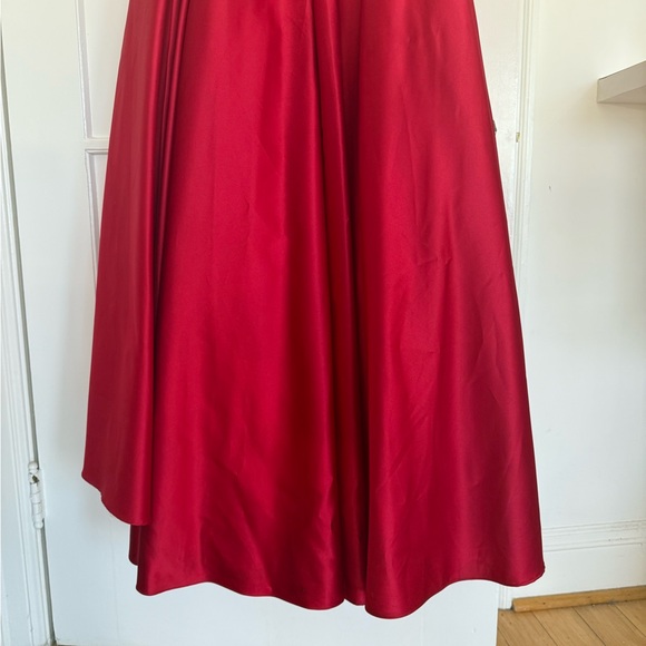 Betsy & Adam Red Strapless Princess Gown - Picture 6 of 13